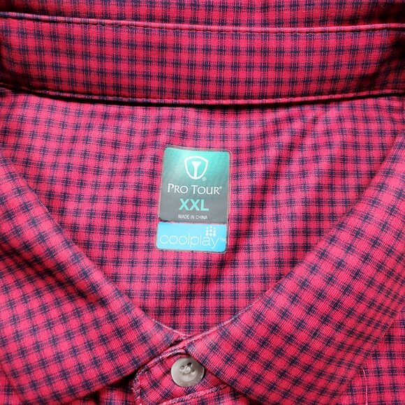 Pro Tour Cool Play Performance Golf Polo Plaid Purple Black Men Sz 2XL - Picture 3 of 10